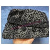 Vtg Belgium black sequin clutch purse