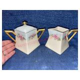 Ant. B&C France sign hand painted creamer & sugar