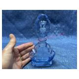 Vtg Czechoslovakia blue art glass perfume bottle