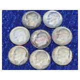 (8) Old Roosevelt Dimes (1955-1964) 90% Silver