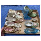 (10) Vtg porcelain & glass shoes