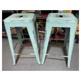 (2) Modern distressed 27in barstools - nice