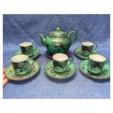 Old Japan Meiji Taisho Eiraku Green Dragon tea set