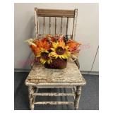 Old chair (great mum plant stand) flowers not incl