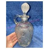 Vtg pressed glass decanter w/ stopper