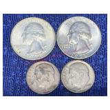 (4) Old 90% Silver Coins (2 qtrs, 2 dimes)