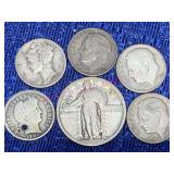(6) Old 90% Silver Coins (1 qtr, 5 dimes)