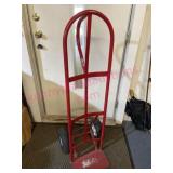 Red 2-wheel dolly (needs tires) 50in tall