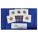 (9) Old Indian Head Cents 1881-1907
