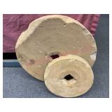 (2) Antique grinding stones (12in, 20in)