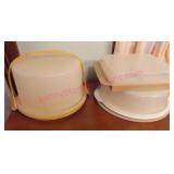 (3) Tupperware Carriers (Kitch) cake pie eggs