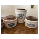 3pc Pfaltzgraff Instant Coffee set w/ wood lids