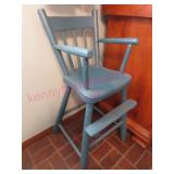 Primitive antique high chair 31in (Kitchen) blue