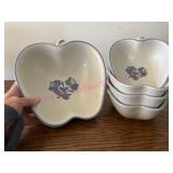 Pfaltzgraff 8in Apple Shape bowl & (4) 5.5in bowls