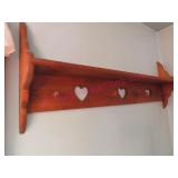 Wooden 3.5-ft wall shelf w/ pegs (kitchen)