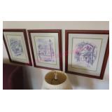 (3) Framed artwork pcs (LR) Carl