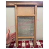 Vtg wood & glass washboard