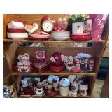 Large set of Red-white dishes (hearts-applkes-etc)