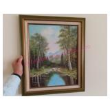 Signed oil painting by Willem (Fall & Stream) LR