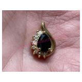Sterling silver (gold-tone) blue sapphire pendant