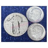 1927 Standing Liberty Quarter & 2 Dimes (90% silv)