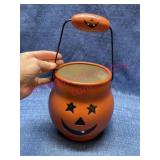 Ceramic Jack-O-Lantern pail w/ handle