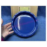 Longaberger Pottery cornflower pie tart plate w/bx