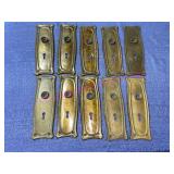 (10) Vtg brass door knob plates
