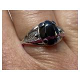 Sterling silver black spinel ring (sz 6)