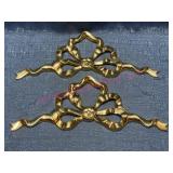 (2) Solid brass ribbon wall art plaques (NOS)