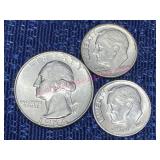 1964-D Kennedy Quarter & 2 Dimes (90% silver)