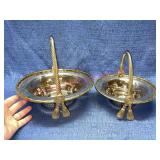 (2) Chrome & Brass baskets w/ swivel handles (NOS)