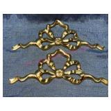 (2) Solid brass ribbon wall art plaques (NOS)