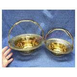 (2) Solid brass baskets w/ swivel handles (NOS)