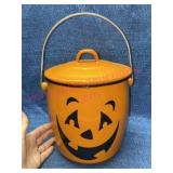 Hallmark Jack-O-Lantern enamelware pail w/lid