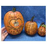 (3) Etched Pumpkins (resin) (3 szs)