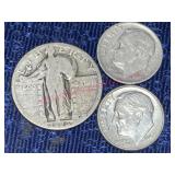 1926 Standing Liberty Quarter & 2 Dimes (90% silv)