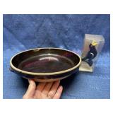 Vtg stoneware pie plate & Pie bird