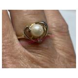 Real pearl 18K gold filled ring (sz 6)
