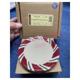 (4) Longaberger Pottery Peppermint Twist Coasters