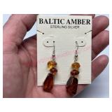 Sterling silver Baltic Amber dangle earrings