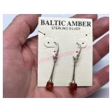 Sterling silver Baltic Amber dangle earrings
