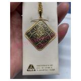 Vtg Spanish Toledo Damascene pendant necklace