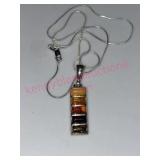 Sterling silver Baltic Amber pendant 18in necklace