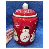 Hallmark Snowman red cookie jar