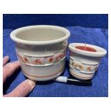(2) Longaberger Pottery Pieces USA (Candy Corn)