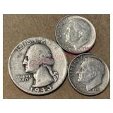 1943-D Washington Quarter & 2 Dimes (1951, 1964)