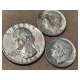 1964-D Washington Quarter & 2 Dimes (1960, 1964)