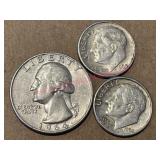 1964-D Washington Quarter & 2 Dimes (1962, 1964)