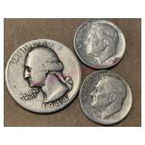 1944-D Washington Quarter & 2 Dimes (1948, 1964)